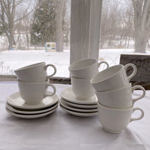 Fiesta Wear White Cups and Saucers